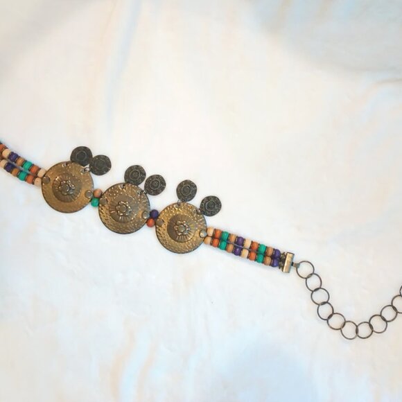 ? Gorgeous Handmade Unique Boho Vintage Copper Stamped Beaded Belly Chain ? main image 6